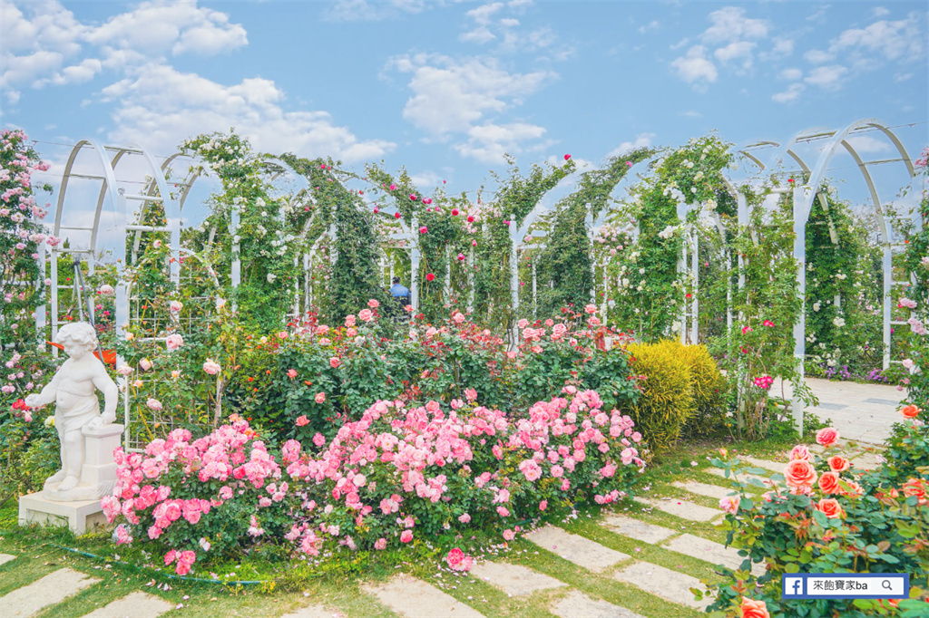 台南後壁【雅聞湖濱療癒森林】千坪玫瑰花園、泥作小屋，免費版小人國！ @來飽寶家ba