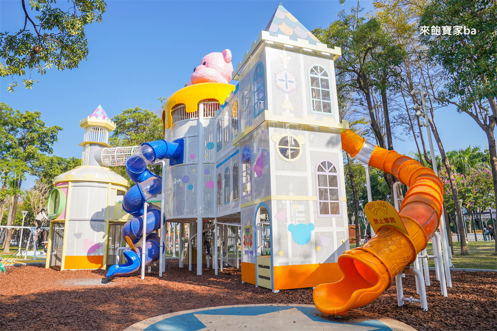 高雄特色公園推薦【後勁公園】楠梓最強森林熊秘密城堡遊戲場，9大遊戲區+30項設施 @來飽寶家ba