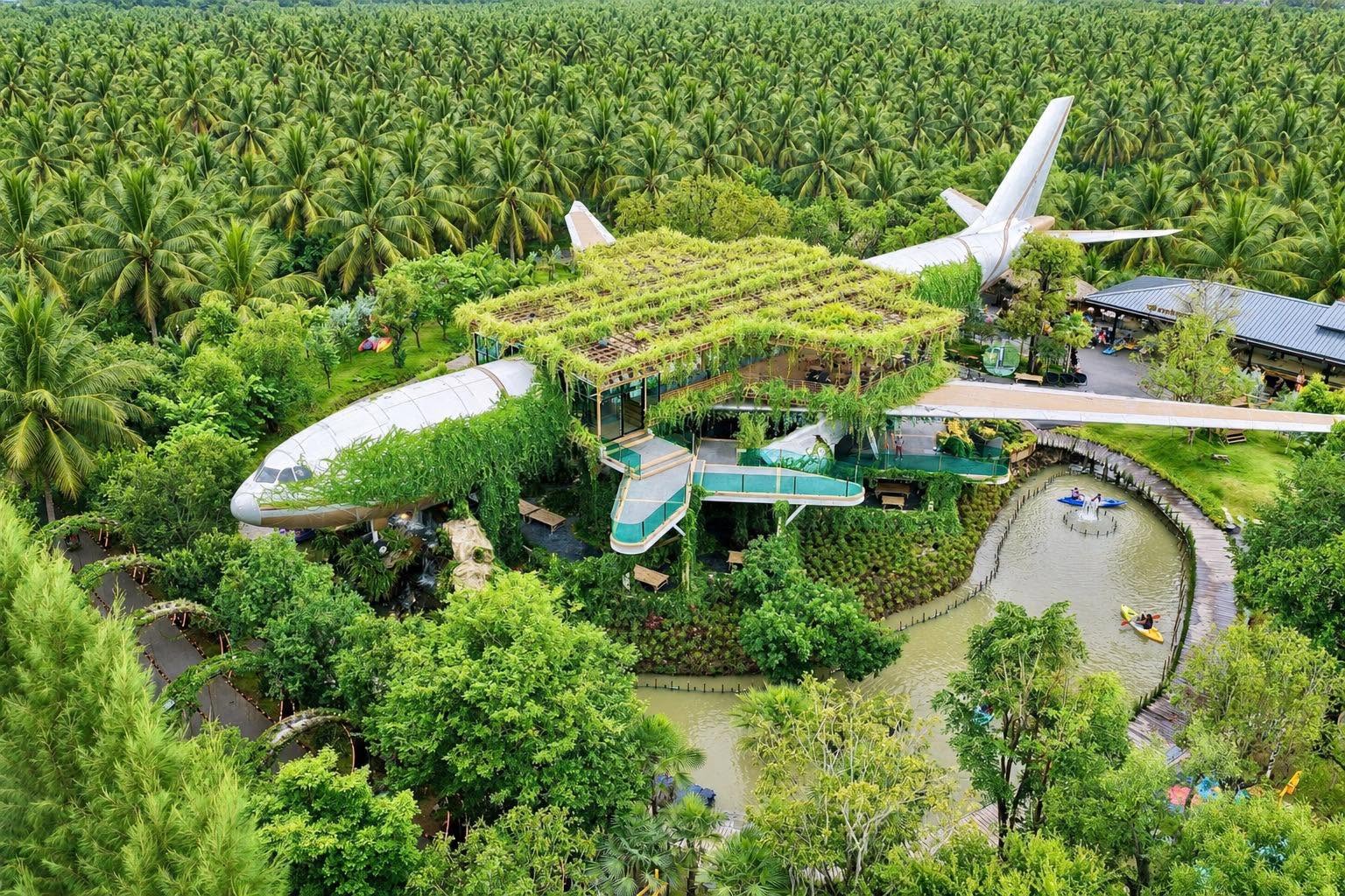 2026曼谷景點推薦【Damnoen Sky】飛機咖啡廳，140cm以下免費入場，親子網美拍照必訪 @來飽寶家ba